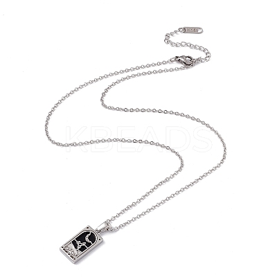 Brass Knight of Cups Tarot Pendant Necklace with Clear Cubic Zirconia LS-NJEW-G095-02P-1