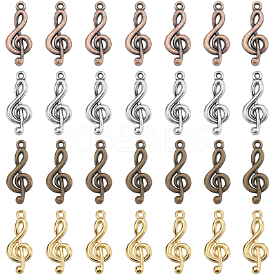 80Pcs 4 Colors Tibetan Style Alloy Treble Clef Pendants FIND-SC0006-82-1