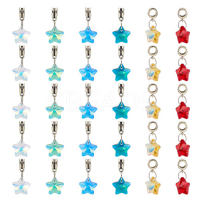 30Pcs 6 Colors Glass European Dangle Charms PALLOY-GO00005-1