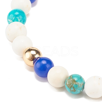 Natural & Synthetic Mixed Gemstome Round Beaded Stretch Bracelet for Women BJEW-JB08284-1