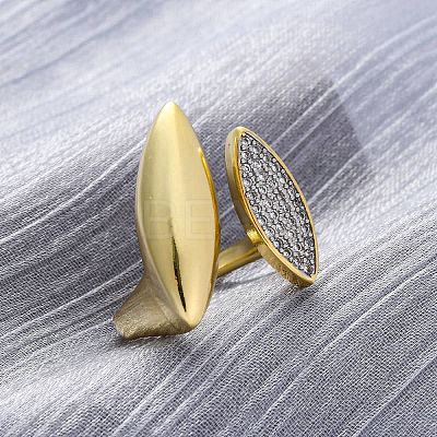 Brass Micro Pave Clear Cubic Zirconia Cuff Rings for Women RJEW-H248-06G-1