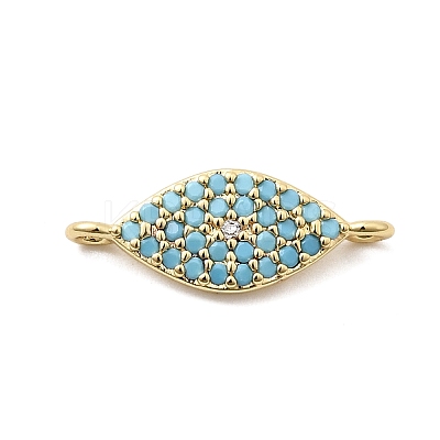Brass Micro Pave Sky Blue and Clear Cubic Zirconia Connector Charms KK-H529-05A-G-1