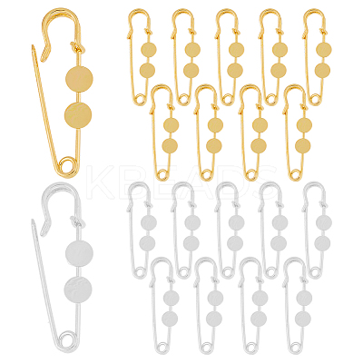 20Pcs 2 Colors Brass Safety Pins Brooch Findings KK-FH0007-85B-1