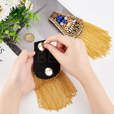 2pcs Iron with Rhinestone Tassel Epaulettes FIND-FG0002-07-1