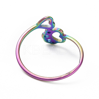 Ion Plating(IP) 201 Stainless Steel Paw Print and Heart Finger Ring RJEW-J051-27MC-1