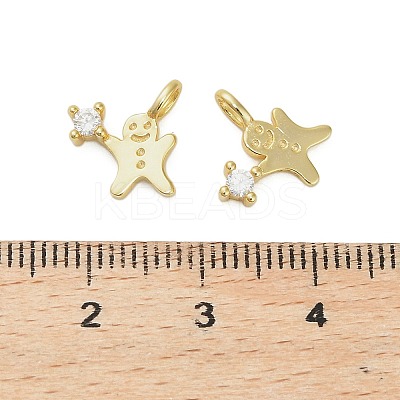 925 Sterling Silver Pave Clear Cubic Zirconia Christmas Gingerbread Man Charms STER-Z104-01G-1