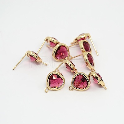Real 18K Gold Plated Tone Brass Glass Stud Earring Findings LS-GLAA-J023-07G-1
