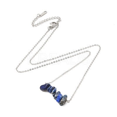 Natural Lapis Lazuli Chip Pendant Necklaces NJEW-JN05097-02-1