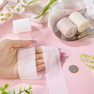 3 Rolls 3 Colors Wrinkle Polyester Ribbon OCOR-TA0002-98C-1