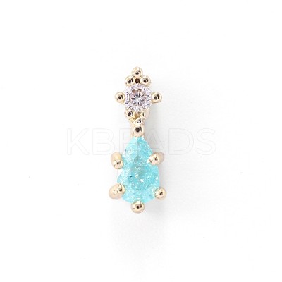 Chinese lute Shape Brass Micro Pave Clear Cubic Zirconia Nail Gems Set MRMJ-T015-40-M-1