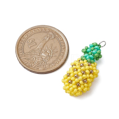 Seed Beads Beaded Charms PALLOY-MZ00338-1