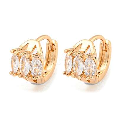 Brass Micro Pave Clear Cubic Zirconia Hoop Earrings EJEW-A107-02D-KCG-1
