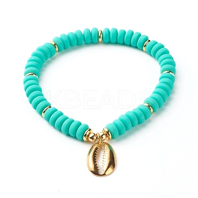 Shell Shape Cubic Zirconia Charm Stretch Bracelets Set for Teen Girl Women X1-BJEW-JB06850-04-1