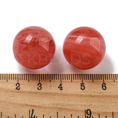 Cherry Quartz Glass Round Ball Figurines Statues for Home Office Desktop Decoration G-P532-02A-08-1