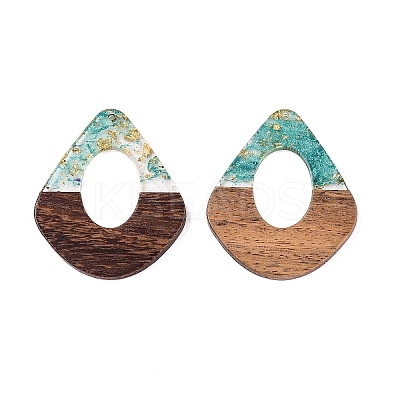 Transparent Resin and Walnut Wood Pendants RESI-T057-07I-1