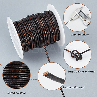 20M Round Cowhide Leather Cord WL-WH0015-01B-03-1