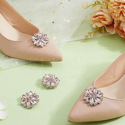4Pcs Brass Rhinestone Detachable Shoe Buckle Clips AJEW-GF0008-76-1