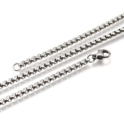 Non-Tarnish 304 Stainless Steel Box Chain Necklaces NJEW-O110-05I-P-1