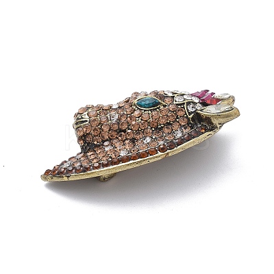 Horse's Head Alloy Rhinestone Brooches JEWB-E041-18AB-03-1