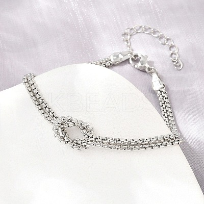 Brass Box Chain Knot 2-Strand Bracelets for Women KK-CBA68DA-17B-P-1