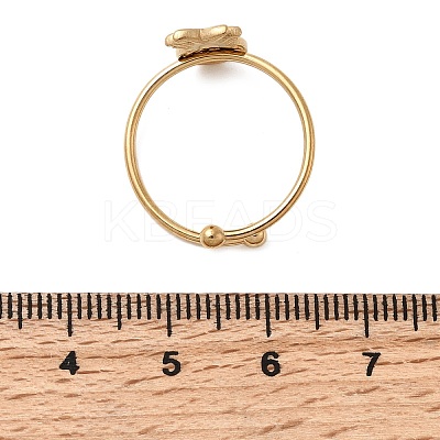 Adjustable 304 Stainless Steel Enamel Cuff Rings for Women RJEW-B152-01G-02-1