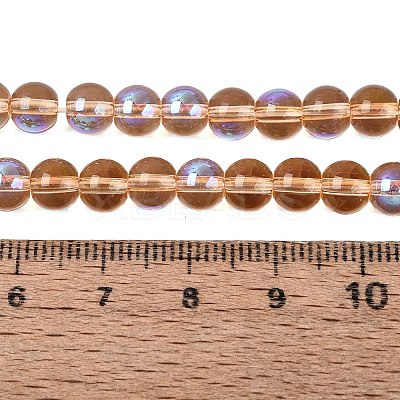 Transparent Electroplate Glass Beads Strands EGLA-Q132-6MM-01A-03-1