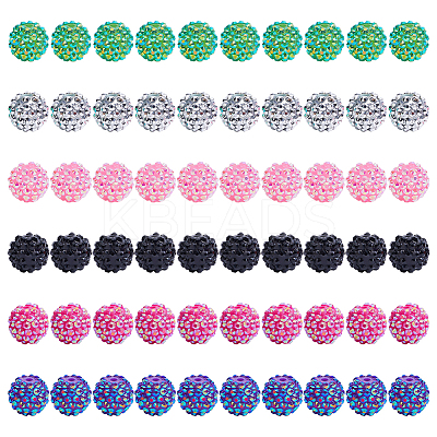 AHADERMAKERS 60pcs 6 colors Resin Rhinestone Beads RESI-GA0001-26-1