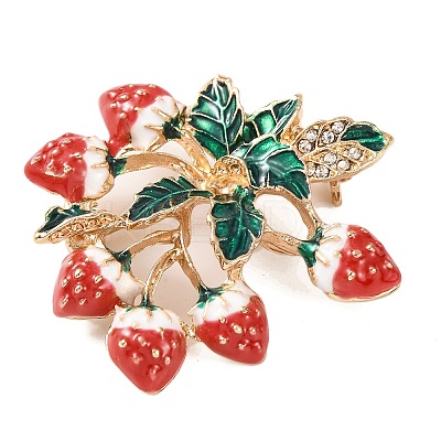 KC Gold Plated Alloy Enamel Strawberry Brooches JEWB-L017-01KCG-03-1