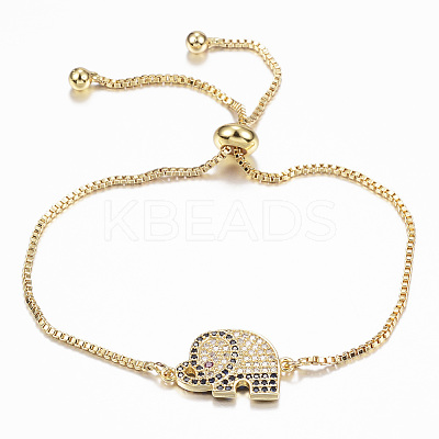 Adjustable Brass Micro Pave Cubic Zirconia Slider Bracelets BJEW-E317-39A-G-1