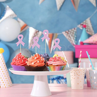 12 Bags October Breast Cancer Pink Awareness Ribbon Paper Glitter Powder Cake Inserts DIY-CA0007-71-1