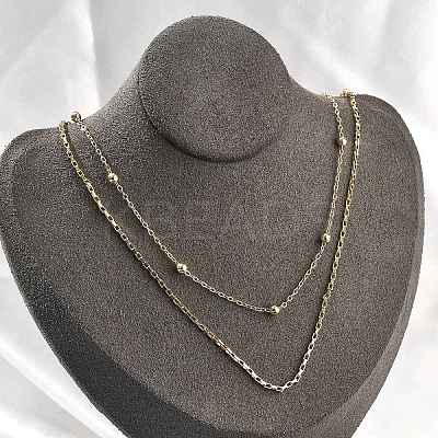 Brass Double Layer Necklaces NJEW-D302-54G-1