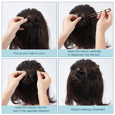 6Pcs 3 Colors Brass Hair Forks for Women AJEW-GO0002-34-1