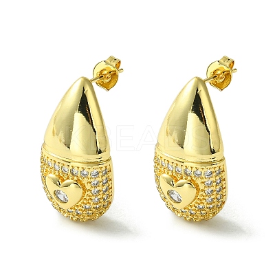 Brass with Cubic Zirconia Studs Earrings EJEW-K267-07G-1