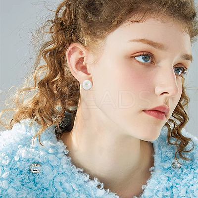 20Pcs 925 Sterling Silver Round Flat Pad Stud Earring Findings DIY-BBC0001-81-1