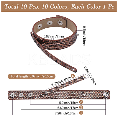 10Pcs 10 Colors PU Leather Cord Bracelets BJEW-CL0001-26-1
