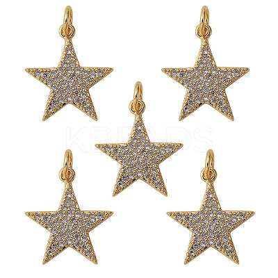 5Pcs Brass Micro Pave Clear Cubic Zirconia Charms ZIRC-SZ0002-64-1