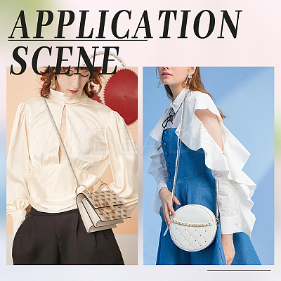 2Pcs 2 Colors Plastic Imitation Pearl & Iron Chain Crossbody Phone Chain FIND-WR0009-48-1