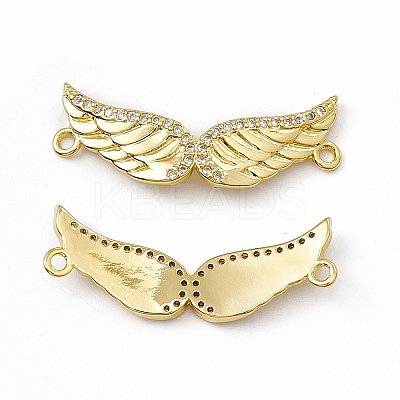 Brass Micro Pave Clear Cubic Zirconia Connector Charms KK-E068-VC078-1