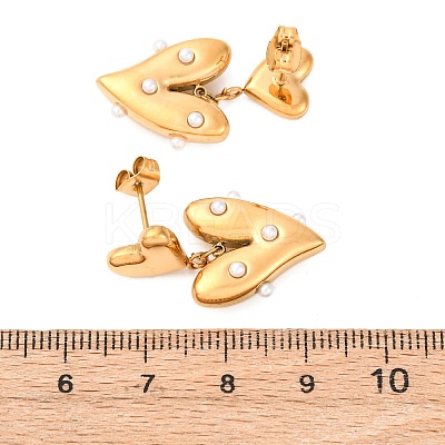 304 Stainless Steel Heart Dangle Stud Earrings EJEW-S279-05G-1