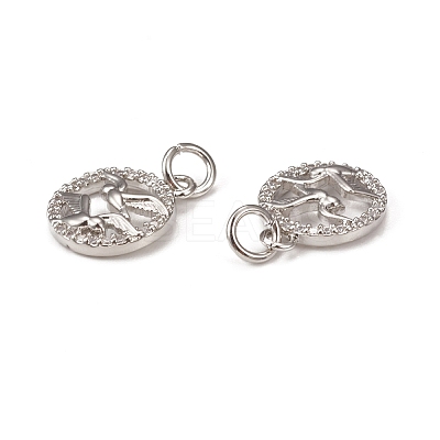 Brass Micro Pave Cubic Zirconia Bird Charms KK-E068-VB013-1
