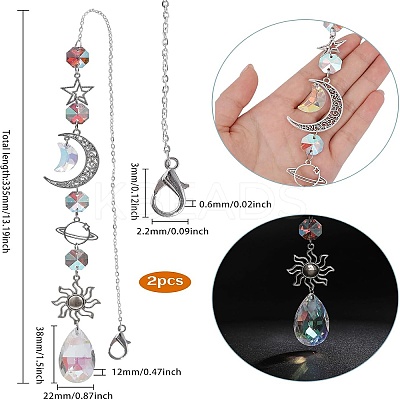 Teardrop Glass Rhinestone Pendant Decoration HJEW-CA0001-55-1