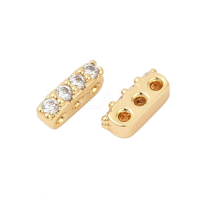 Brass Micro Pave Clear Cubic Zirconia Spacer Bars KK-P302-20G-1