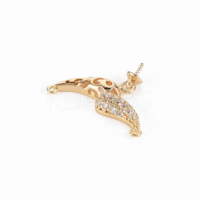 Brass Micro Pave Clear Cubic Zirconia Peg Bails Links Connectors KK-T062-182G-NF-1