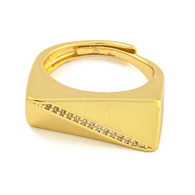 Traingle Brass Micro Pave Clear Cubic Zirconia Adjustable Rings RJEW-B069-01G-1