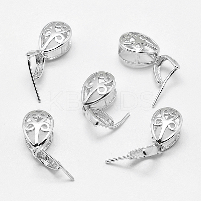 Anti-Tarnish Rhodium Plated 925 Sterling Silver Pendant Bails STER-E050-36P-A-1
