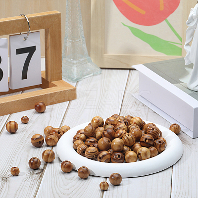 300Pcs 3 Styles Round Natural Wood Beads WOOD-GF0001-89B-1