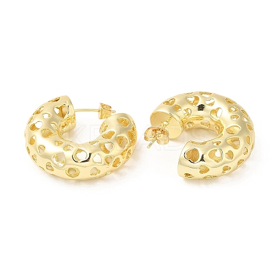 Brass Grooved Round Stud Earrings EJEW-K248-06G-1