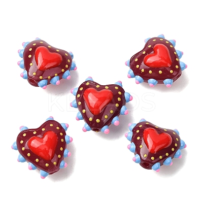 Baking Paint Glass Bumpy Beads Heart LAMP-V001-09H-1