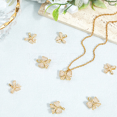 8Pcs 2 Styles Brass Micro Pave Cubic Zirconia Pendants FIND-BBC0004-29B-1