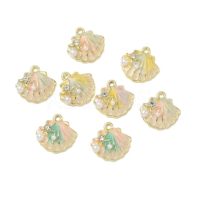 Alloy Enamel & Plastic Pearl & Crystal Rhinestone Pendants ENAM-G232-03G-1